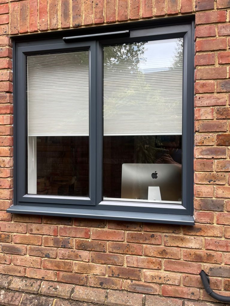 External view of black aluminium window