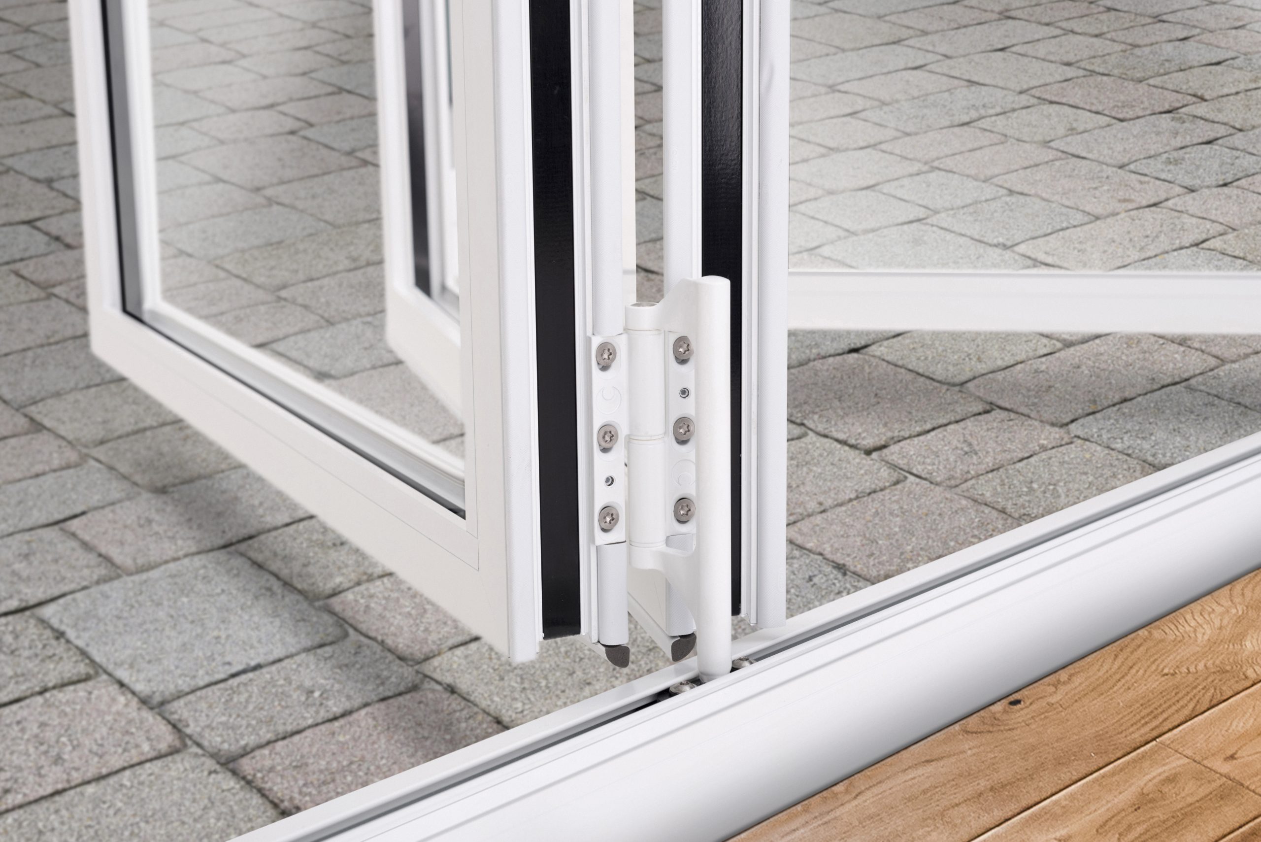 white bifold door close up