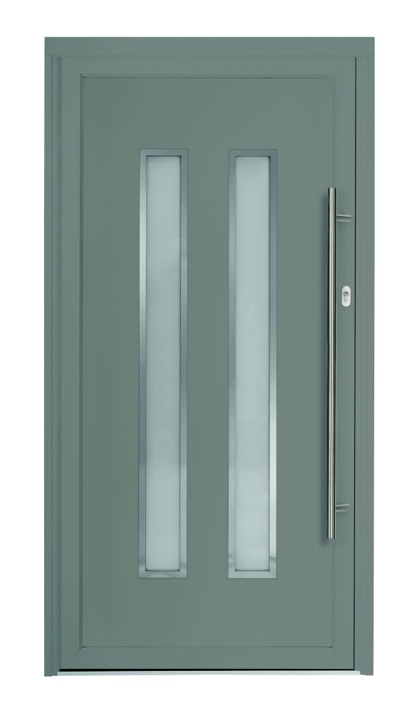 green RAL origin aluminium entrance door