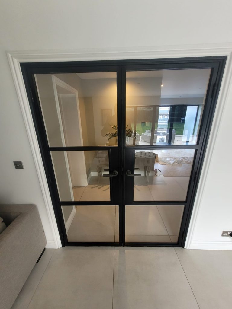 origin steel look internal double doors black